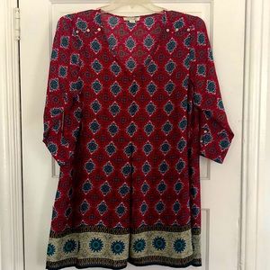 Simply Noelle Boho Tunic Top L/XL Dark Red